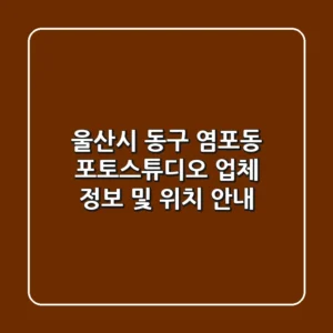 울산시 동구 염포동 포토스튜디오: 업체 정보 및 위치 안내