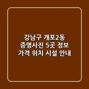 강남구 개포2동 증명사진 5곳 정보 - 가격, 위치, 시설 안내