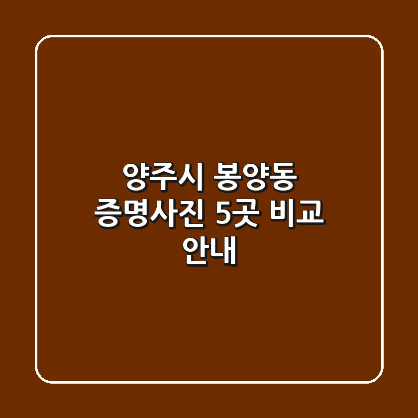 양주시 봉양동 증명사진 5곳 비교 안내