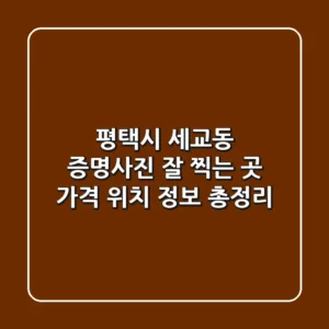평택시 세교동 증명사진 잘 찍는 곳 | 가격, 위치, 정보 총정리