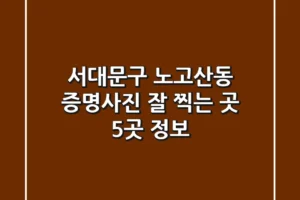서대문구 노고산동 증명사진 잘 찍는 곳 5곳 정보