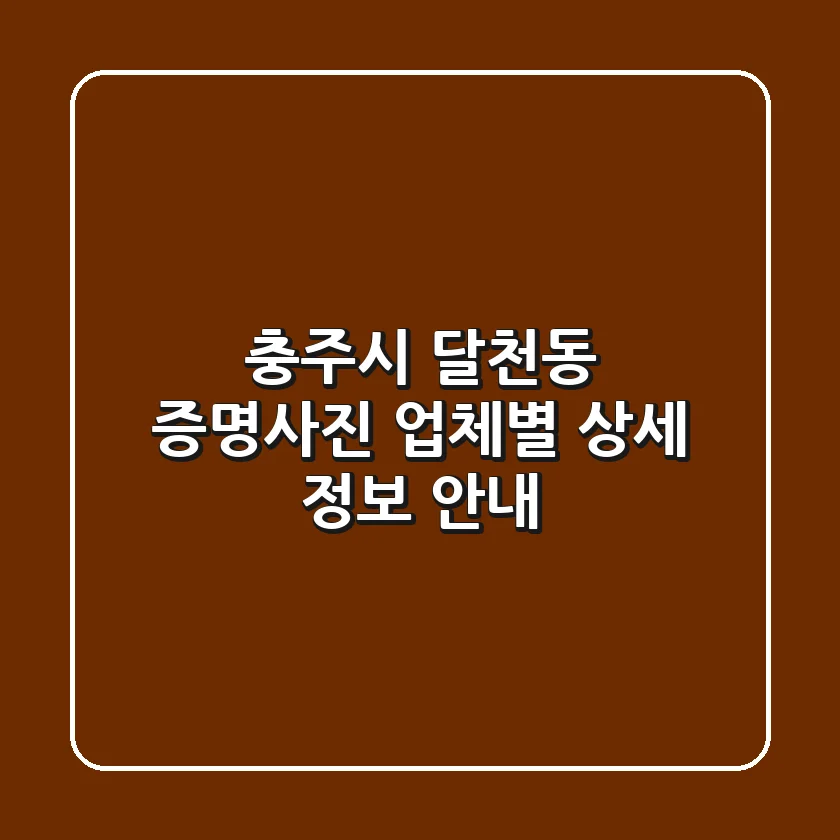 충주시 달천동 증명사진: 업체별 상세 정보 안내