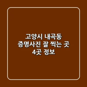 고양시 내곡동 증명사진 잘 찍는 곳 4곳 정보