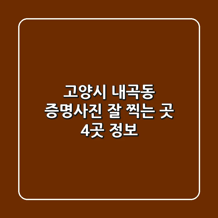 고양시 내곡동 증명사진 잘 찍는 곳 4곳 정보
