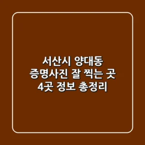 서산시 양대동 증명사진 잘 찍는 곳: 4곳 정보 총정리