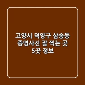 고양시 덕양구 삼송동 증명사진 잘 찍는 곳 5곳 정보