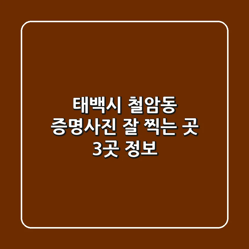 태백시 철암동 증명사진 잘 찍는 곳 3곳 정보