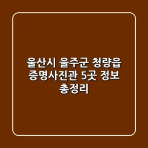 울산시 울주군 청량읍 증명사진관 5곳 정보 총정리