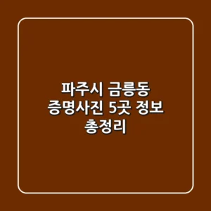 파주시 금릉동 증명사진 5곳 정보 총정리