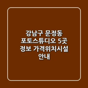 강남구 문정동 포토스튜디오 5곳 정보 - 가격/위치/시설 안내