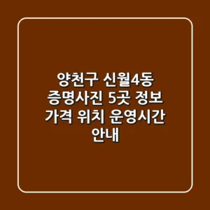 양천구 신월4동 증명사진 5곳 정보 - 가격, 위치, 운영시간 안내