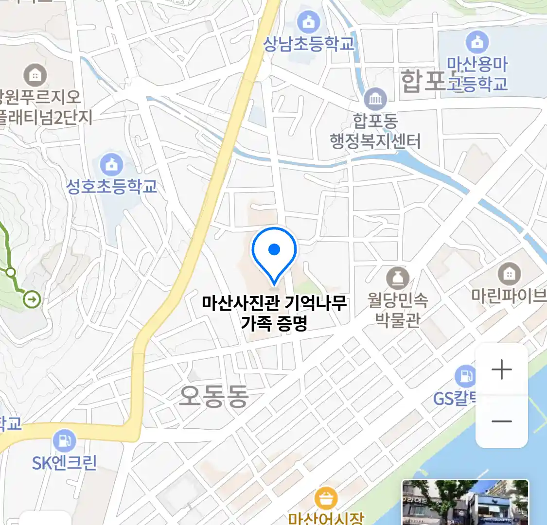 마산사진관 기억나무 가족 증명 위치