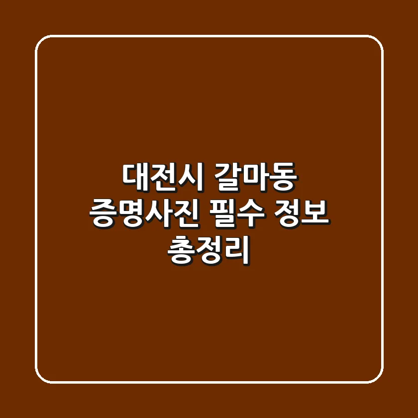 대전시 갈마동 증명사진: 필수 정보 총정리