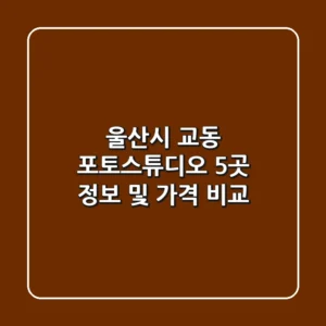 울산시 교동 포토스튜디오 5곳 정보 및 가격 비교