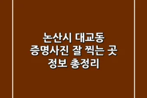 논산시 대교동 증명사진 잘 찍는 곳 정보 총정리