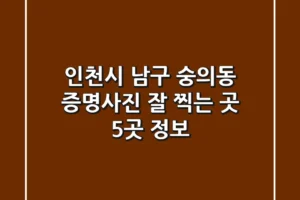인천시 남구 숭의동 증명사진 잘 찍는 곳 5곳 정보