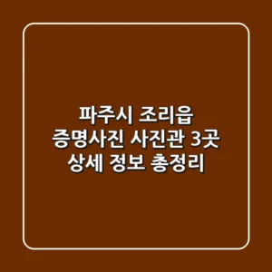 파주시 조리읍 증명사진: 사진관 3곳 상세 정보 총정리