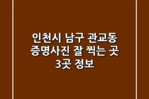 인천시 남구 관교동 증명사진 잘 찍는 곳 3곳 정보