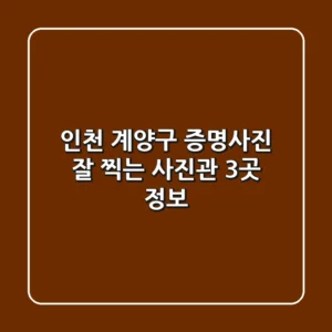 인천 계양구 증명사진 잘 찍는 사진관 3곳 정보