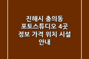 진해시 충의동 포토스튜디오 4곳 정보 – 가격, 위치, 시설 안내