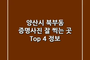 양산시 북부동 증명사진 잘 찍는 곳 Top 4 정보