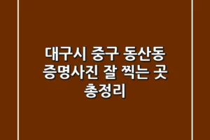 대구시 중구 동산동 증명사진 잘 찍는 곳 총정리