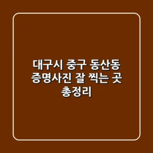 대구시 중구 동산동 증명사진 잘 찍는 곳 총정리