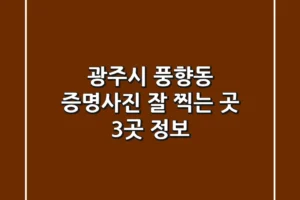 광주시 풍향동 증명사진 잘 찍는 곳 3곳 정보