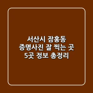 서산시 잠홍동 증명사진 잘 찍는 곳 5곳 정보 총정리