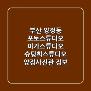 부산 양정동 포토스튜디오: 미가스튜디오, 슈팅희스튜디오, 양정사진관 정보