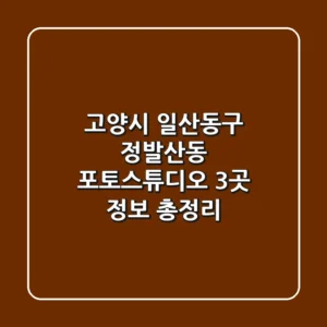 고양시 일산동구 정발산동 포토스튜디오 3곳 정보 총정리