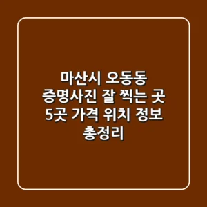 마산시 오동동 증명사진 잘 찍는 곳 5곳: 가격, 위치, 정보 총정리