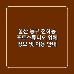 울산 동구 전하동 포토스튜디오 업체 정보 및 이용 안내