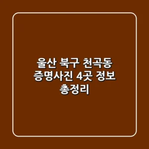 울산 북구 천곡동 증명사진 4곳 정보 총정리