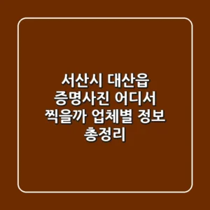 서산시 대산읍 증명사진, 어디서 찍을까? 업체별 정보 총정리