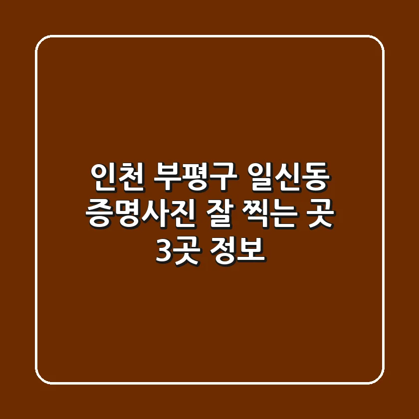 인천 부평구 일신동 증명사진 잘 찍는 곳 3곳 정보