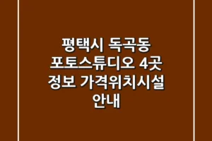 평택시 독곡동 포토스튜디오 4곳 정보 – 가격/위치/시설 안내