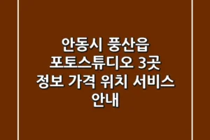 안동시 풍산읍 포토스튜디오 3곳 정보 – 가격, 위치, 서비스 안내