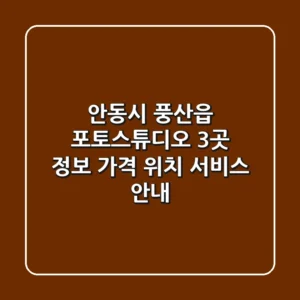 안동시 풍산읍 포토스튜디오 3곳 정보 - 가격, 위치, 서비스 안내