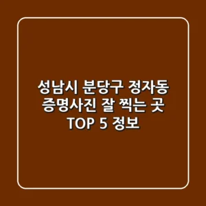 성남시 분당구 정자동 증명사진 잘 찍는 곳 TOP 5 정보