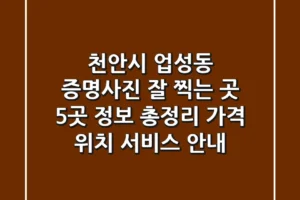 천안시 업성동 증명사진 잘 찍는 곳 5곳 정보 총정리 – 가격, 위치, 서비스 안내