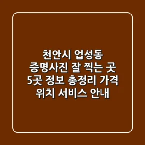 천안시 업성동 증명사진 잘 찍는 곳 5곳 정보 총정리 - 가격, 위치, 서비스 안내