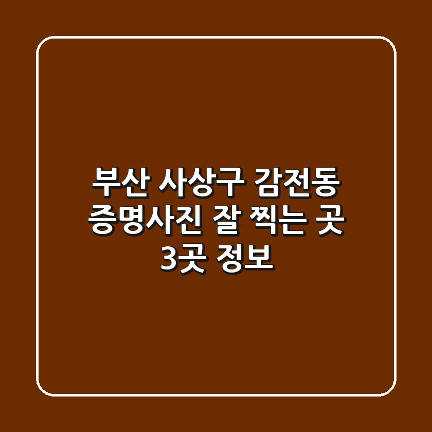 부산 사상구 감전동 증명사진 잘 찍는 곳 3곳 정보