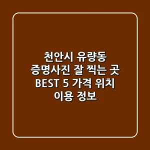 천안시 유량동 증명사진 잘 찍는 곳 BEST 5 - 가격, 위치, 이용 정보