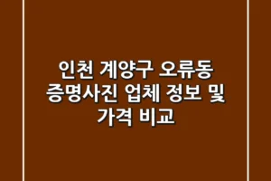인천 계양구 오류동 증명사진: 업체 정보 및 가격 비교