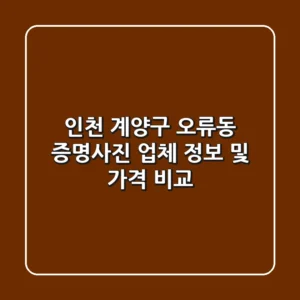 인천 계양구 오류동 증명사진: 업체 정보 및 가격 비교