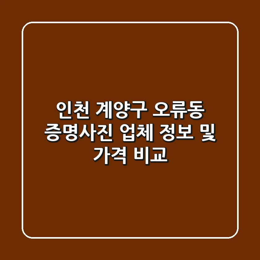 인천 계양구 오류동 증명사진: 업체 정보 및 가격 비교