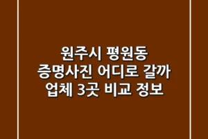 원주시 평원동 증명사진, 어디로 갈까? 업체 3곳 비교 정보