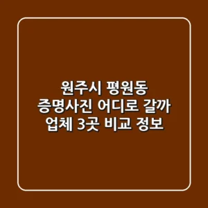 원주시 평원동 증명사진, 어디로 갈까? 업체 3곳 비교 정보