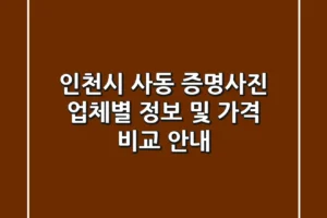 인천시 사동 증명사진: 업체별 정보 및 가격 비교 안내